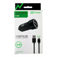 CARGADOR USB P/AUTO 2.1 NOGA+CABLE